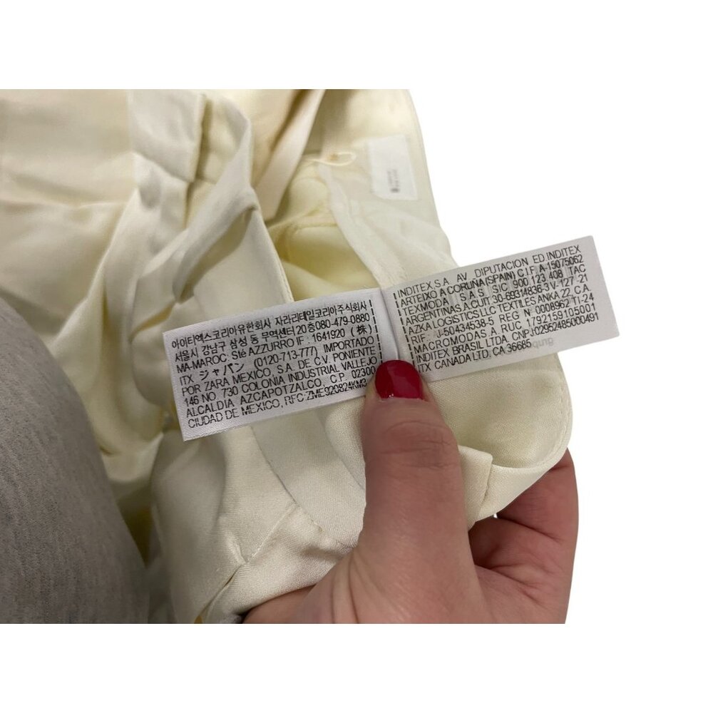 Zara Womens Pants S Ivory Pleated Straight Leg Trousers High Waist 9072/580 NWT - Picture 10 of 16